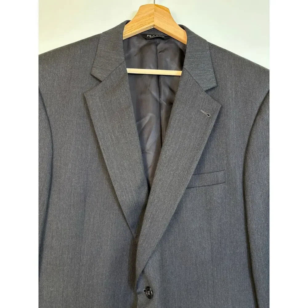 Jos A Bank Gordon 100% Wool Suit Set Coat 43L Slacks 37L Charcoal Formal